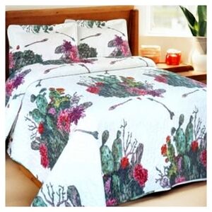Watercolor Cactus 3 Pc Bedspread Set